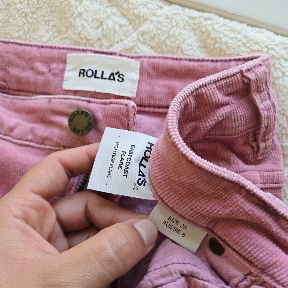 ROLLA'S Eastcoast Flare High Rise Pants Women's Pink Color Size 26 Free People - Picture 8 of 12